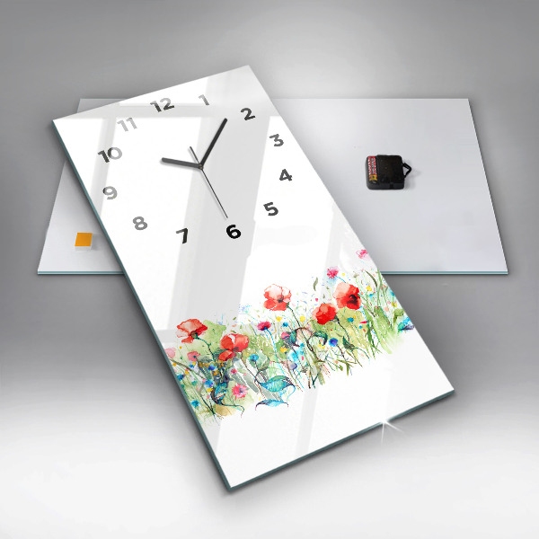 Horloge rectangulaire verticale Fleurs dans le pré