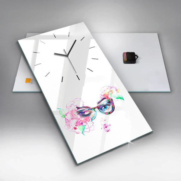 Horloge rectangulaire verticale Femme avec des lunettes