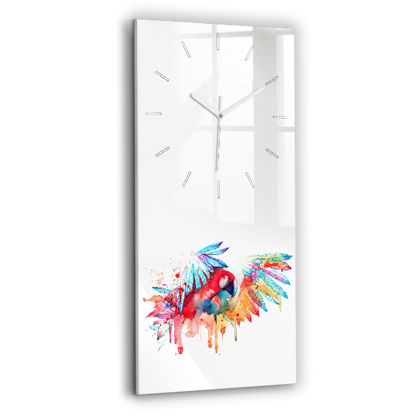 Horloge rectangulaire verticale Perroquet rouge coloré