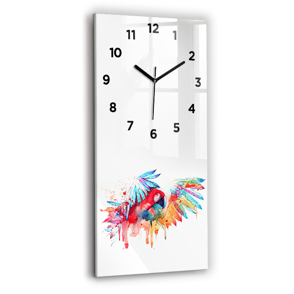 Horloge rectangulaire verticale Perroquet rouge coloré