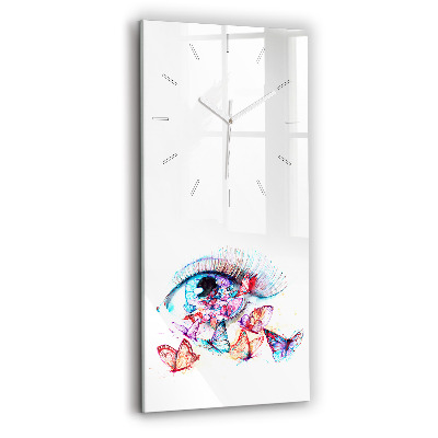 Horloge rectangulaire verticale Œil de papillon coloré
