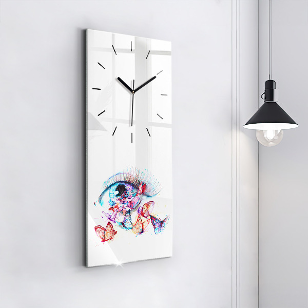 Horloge rectangulaire verticale Œil de papillon coloré