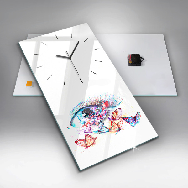 Horloge rectangulaire verticale Œil de papillon coloré