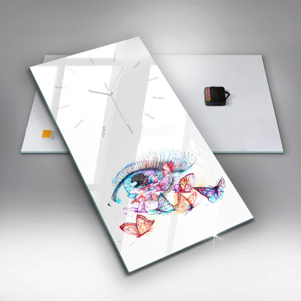 Horloge rectangulaire verticale Œil de papillon coloré