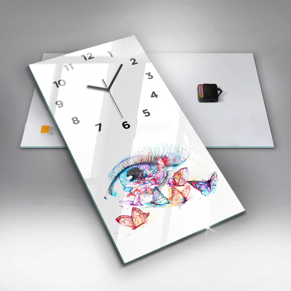 Horloge rectangulaire verticale Œil de papillon coloré