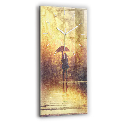 Horloge rectangulaire verticale femme avec parapluie