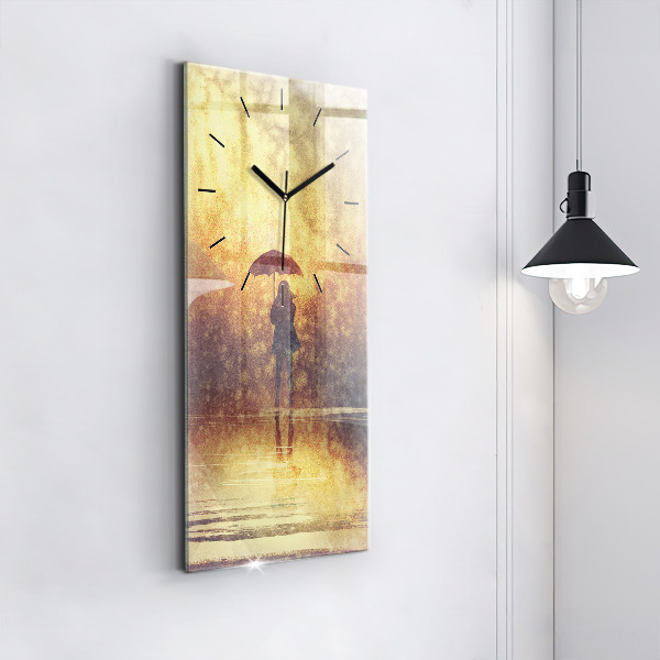 Horloge rectangulaire verticale femme avec parapluie