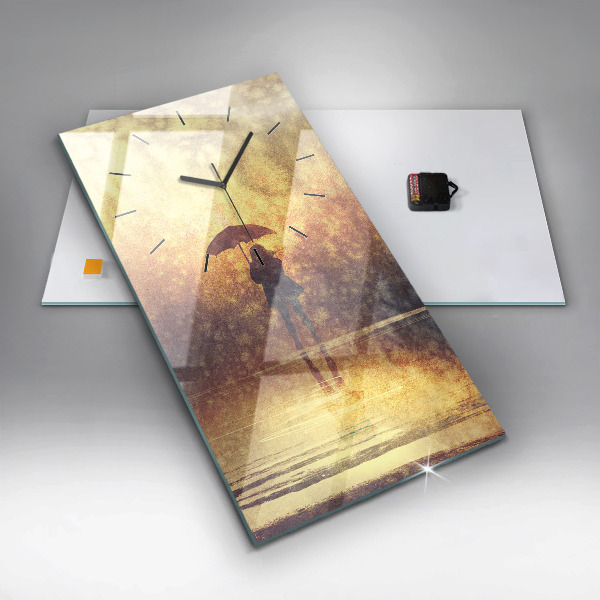 Horloge rectangulaire verticale femme avec parapluie