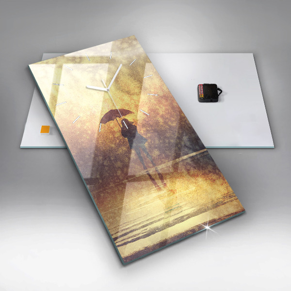 Horloge rectangulaire verticale femme avec parapluie