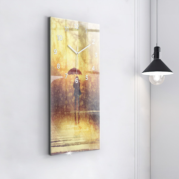 Horloge rectangulaire verticale femme avec parapluie