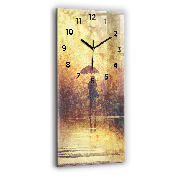 Horloge rectangulaire verticale femme avec parapluie