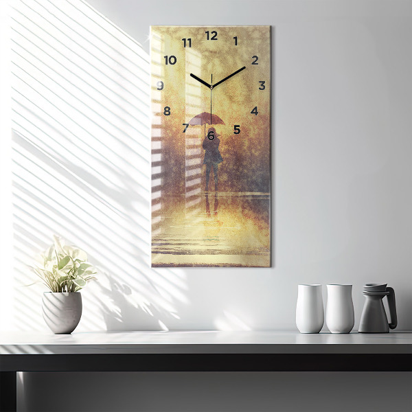 Horloge rectangulaire verticale femme avec parapluie