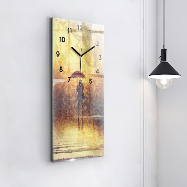 Horloge rectangulaire verticale femme avec parapluie
