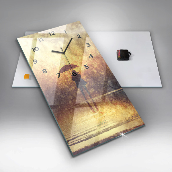 Horloge rectangulaire verticale femme avec parapluie