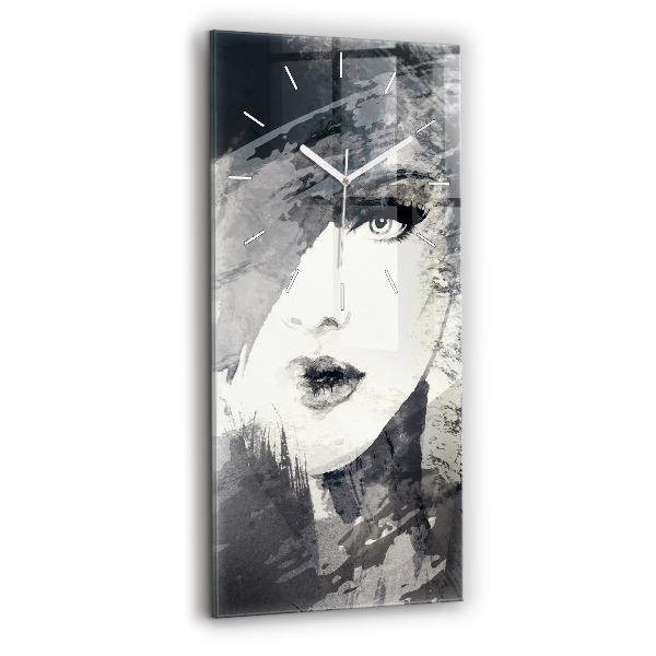 Horloge rectangulaire verticale Femme - aquarelles