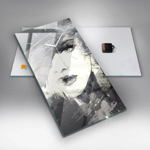 Horloge rectangulaire verticale Femme - aquarelles