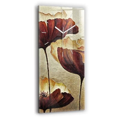 Horloge rectangulaire verticale Coquelicots peints