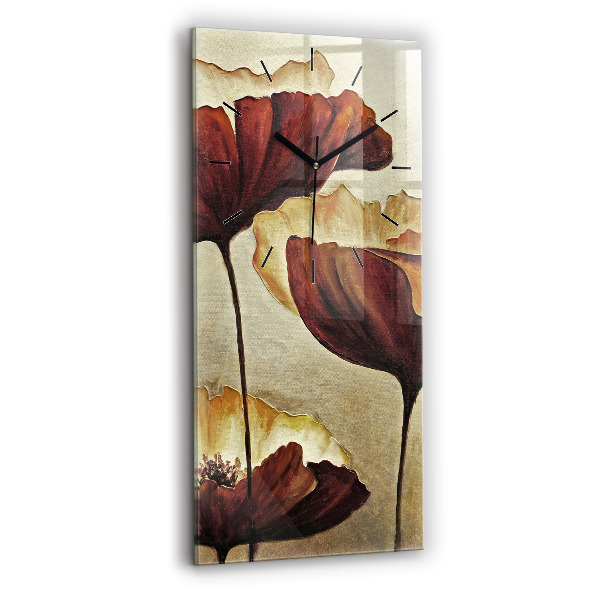 Horloge rectangulaire verticale Coquelicots peints
