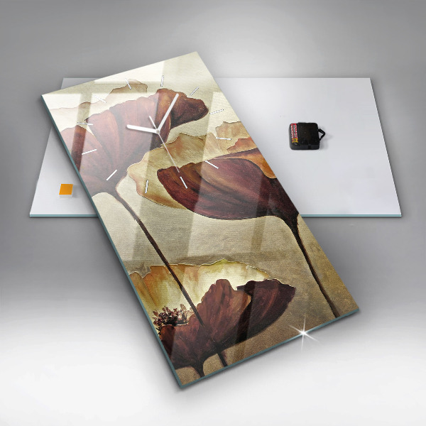 Horloge rectangulaire verticale Coquelicots peints