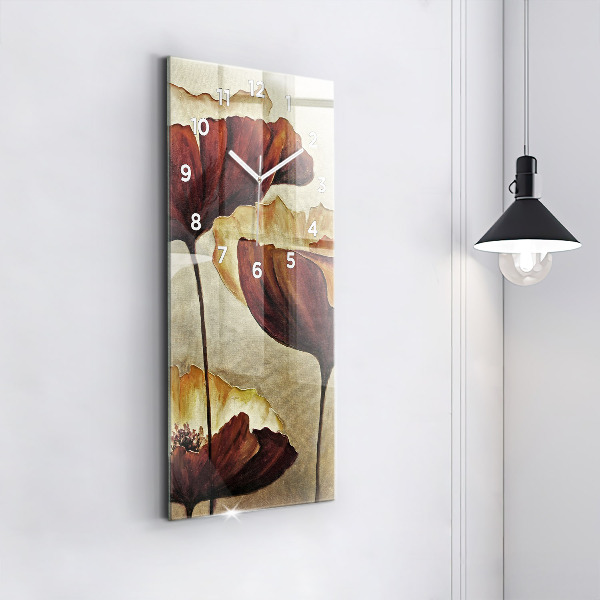 Horloge rectangulaire verticale Coquelicots peints