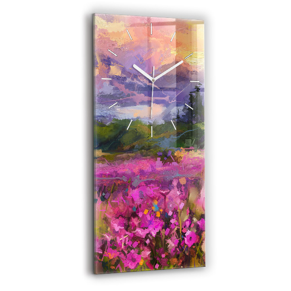 Horloge murale verticale Paysage de nature et de fleurs