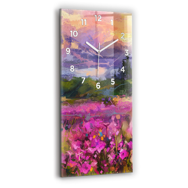 Horloge murale verticale Paysage de nature et de fleurs