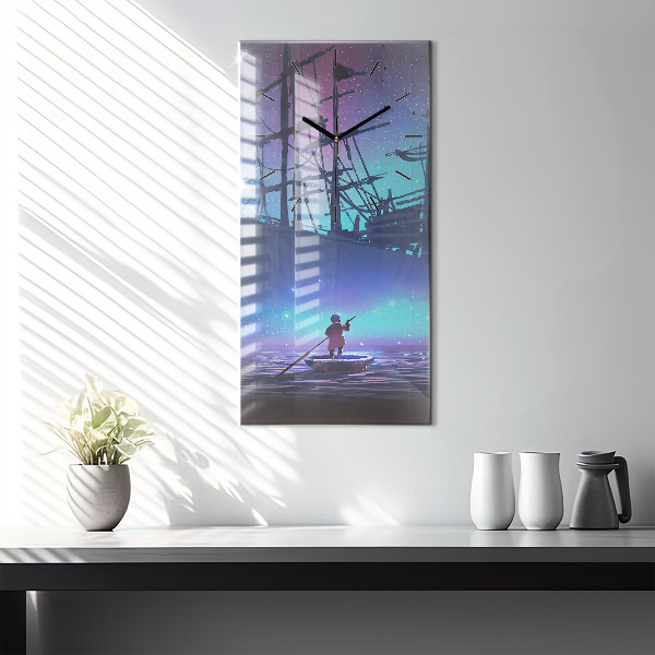 Horloge murale verticale Voilier fantastique
