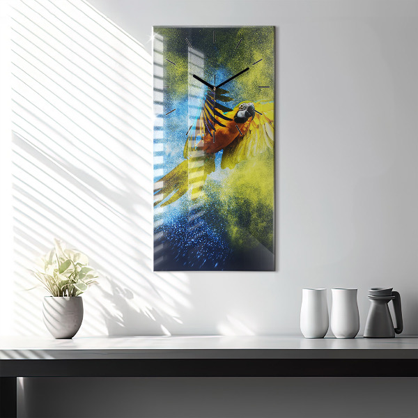 Horloge murale verticale Perroquet coloré