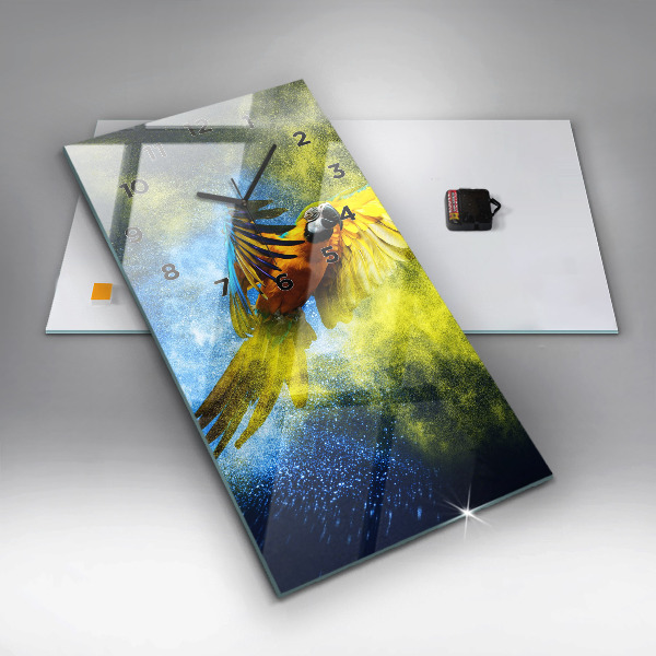 Horloge murale verticale Perroquet coloré