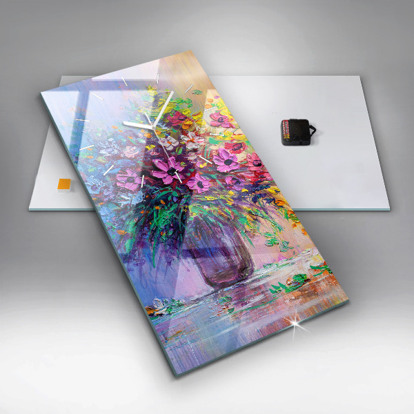 Horloge murale verticale Fleurs dans un vase