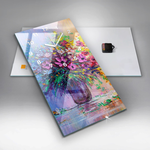 Horloge murale verticale Fleurs dans un vase