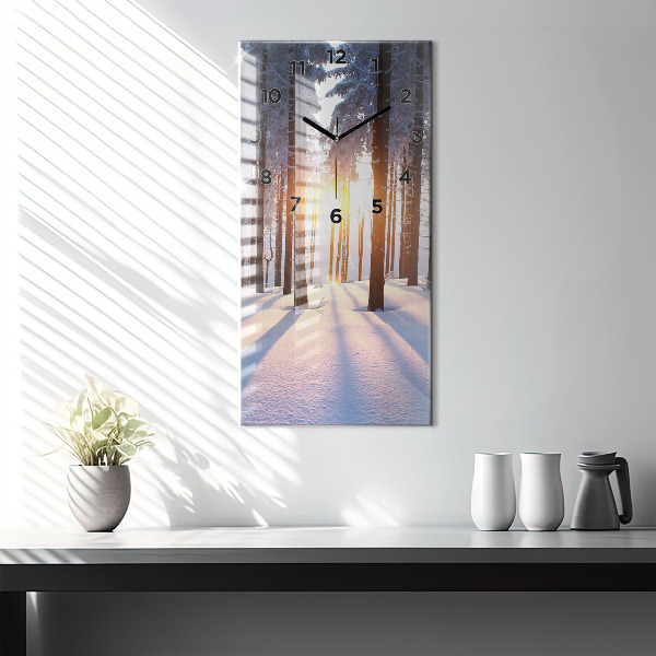 Horloge rectangulaire verticale Forêt du coucher du soleil