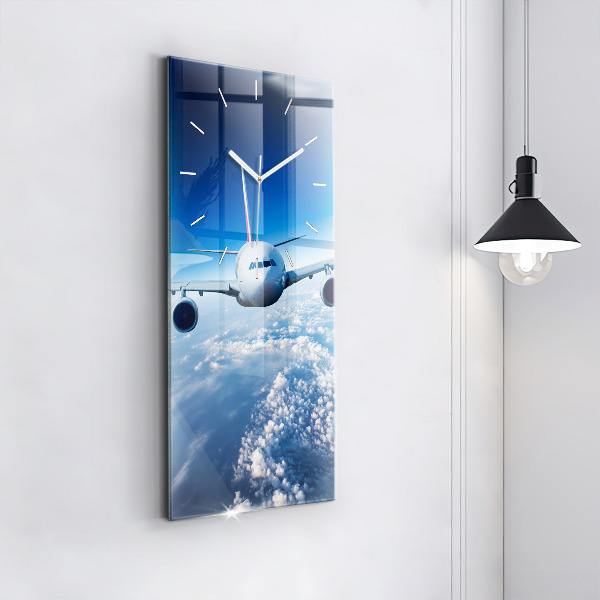 Horloge rectangulaire verticale Avion et nuages