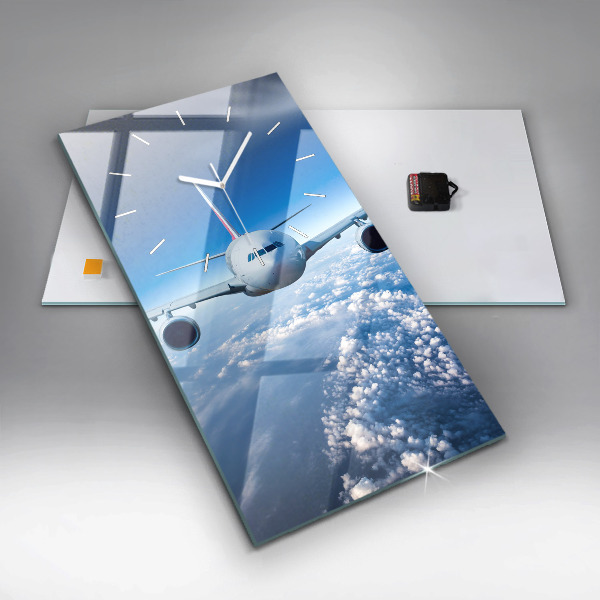 Horloge rectangulaire verticale Avion et nuages