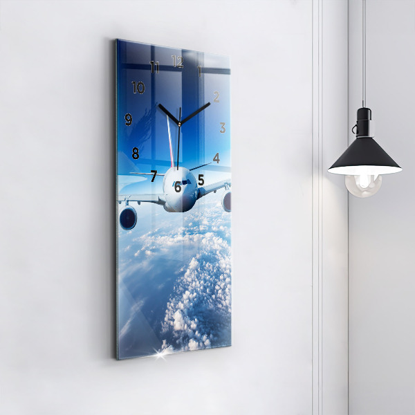 Horloge rectangulaire verticale Avion et nuages