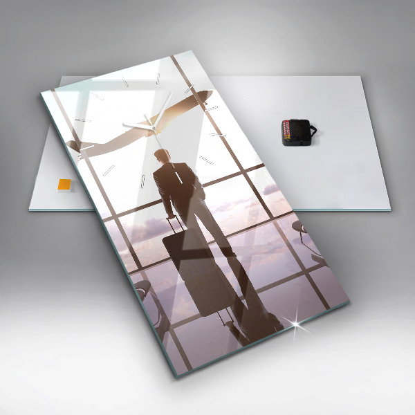 Horloge rectangulaire verticale 'Homme à l''aéroport'