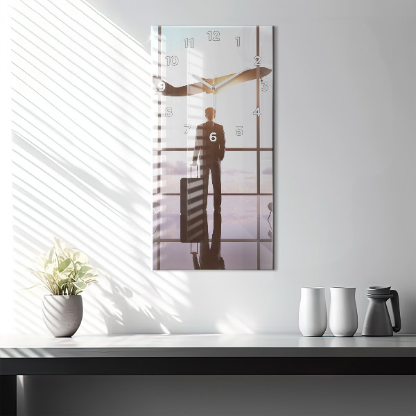 Horloge rectangulaire verticale 'Homme à l''aéroport'