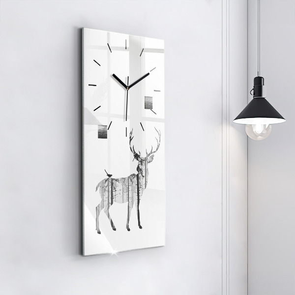 Horloge rectangulaire verticale 'Silhouette d''un cerf Forêt'