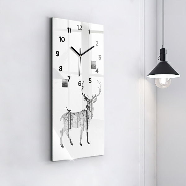 Horloge rectangulaire verticale 'Silhouette d''un cerf Forêt'