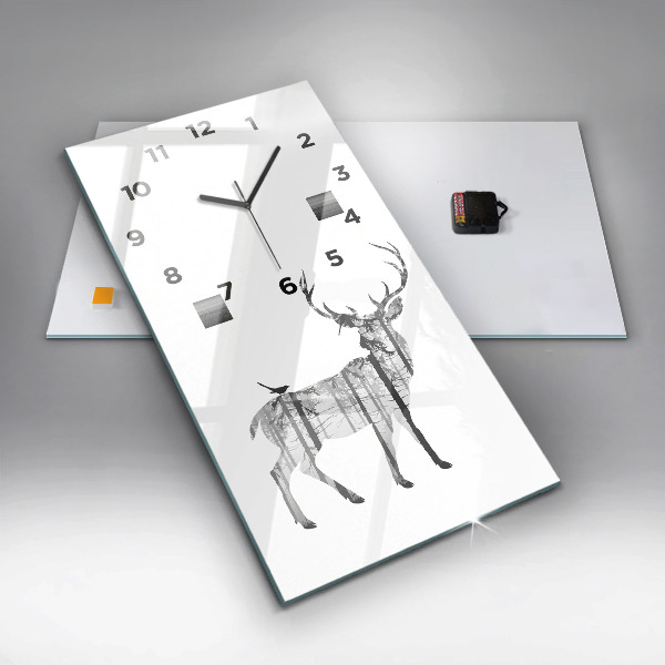 Horloge rectangulaire verticale 'Silhouette d''un cerf Forêt'