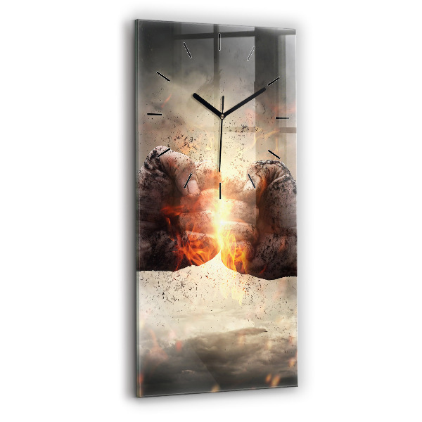Horloge rectangulaire verticale Force et puissance des poings
