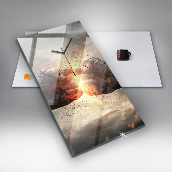 Horloge rectangulaire verticale Force et puissance des poings