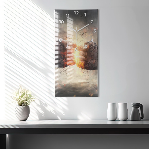 Horloge rectangulaire verticale Force et puissance des poings
