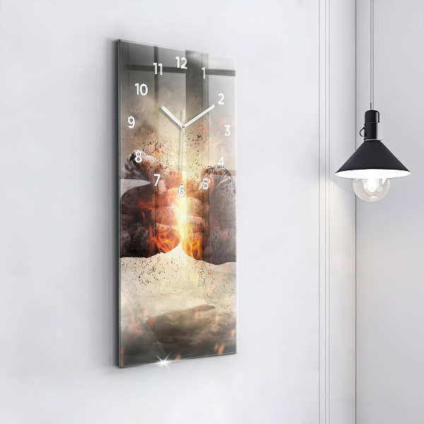 Horloge rectangulaire verticale Force et puissance des poings