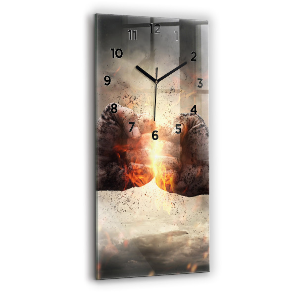 Horloge rectangulaire verticale Force et puissance des poings