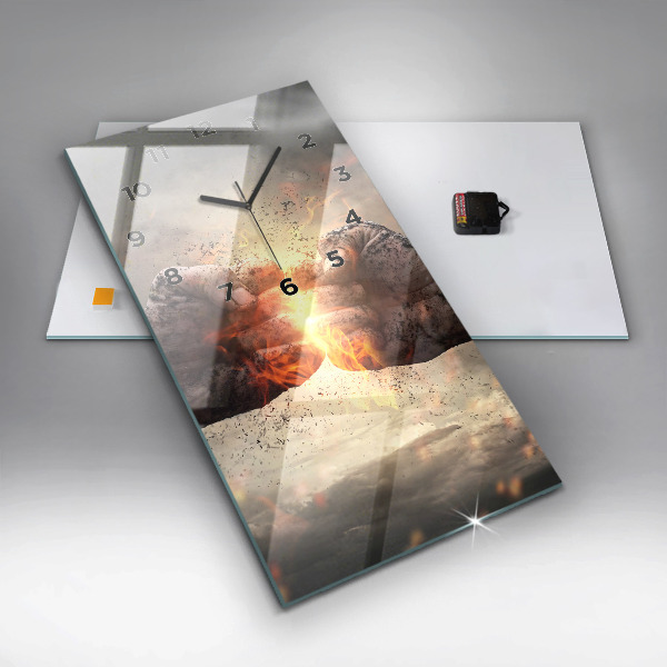 Horloge rectangulaire verticale Force et puissance des poings