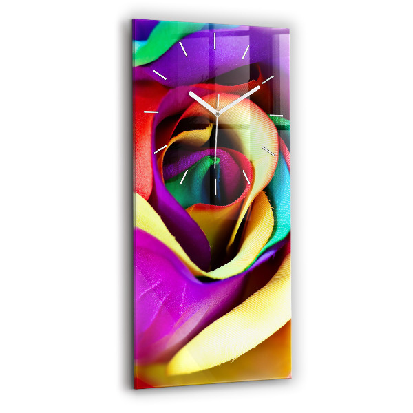 Horloge rectangulaire verticale Rose arc-en-ciel