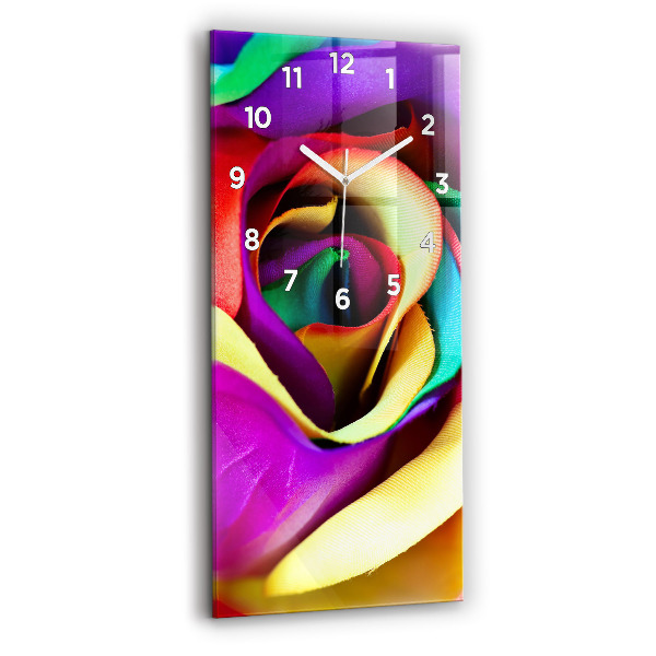 Horloge rectangulaire verticale Rose arc-en-ciel