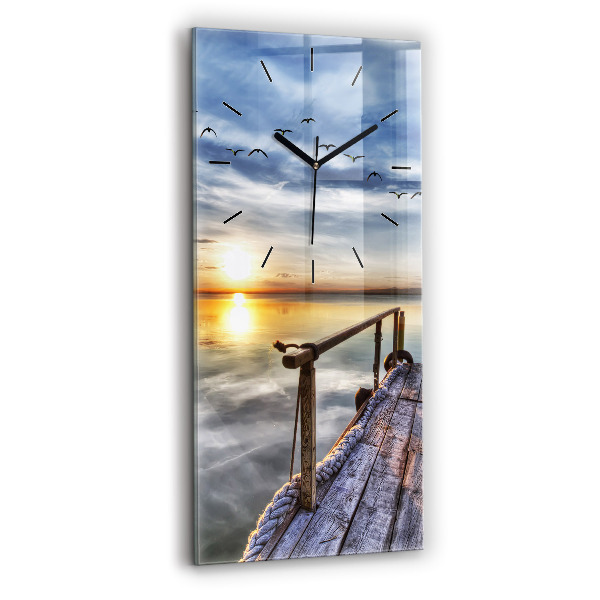 Horloge rectangulaire verticale Coucher de soleil sur le lac
