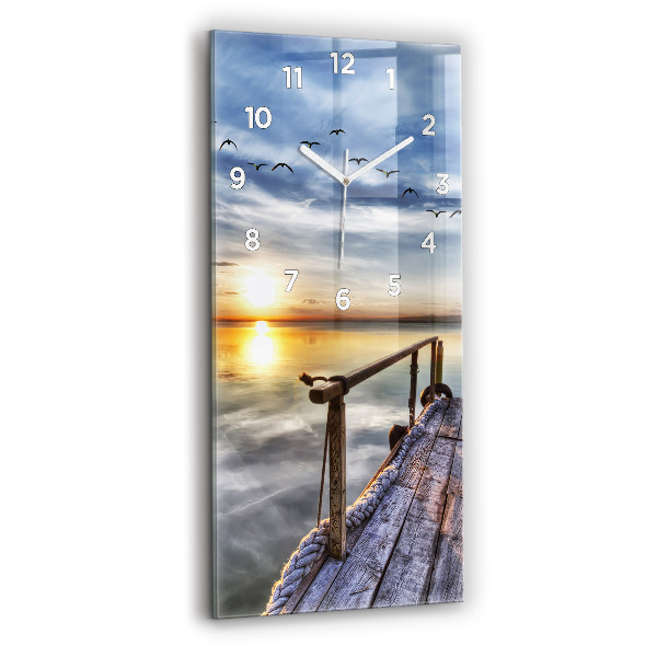 Horloge rectangulaire verticale Coucher de soleil sur le lac